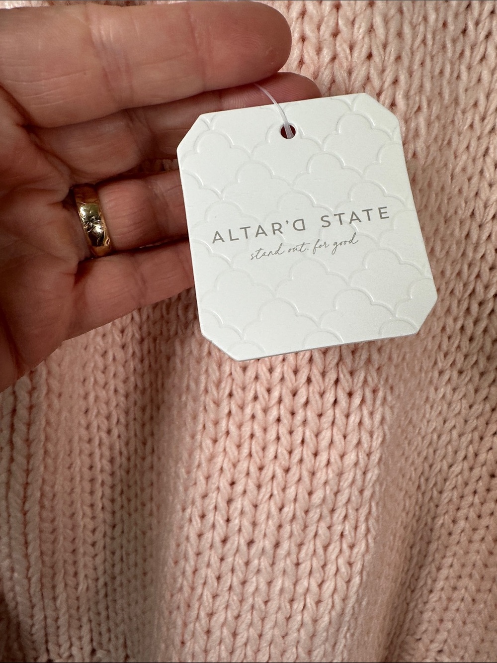 Altar'd State Pink Daisy Applique Open-Front Cardigan - Picture 5 of 7